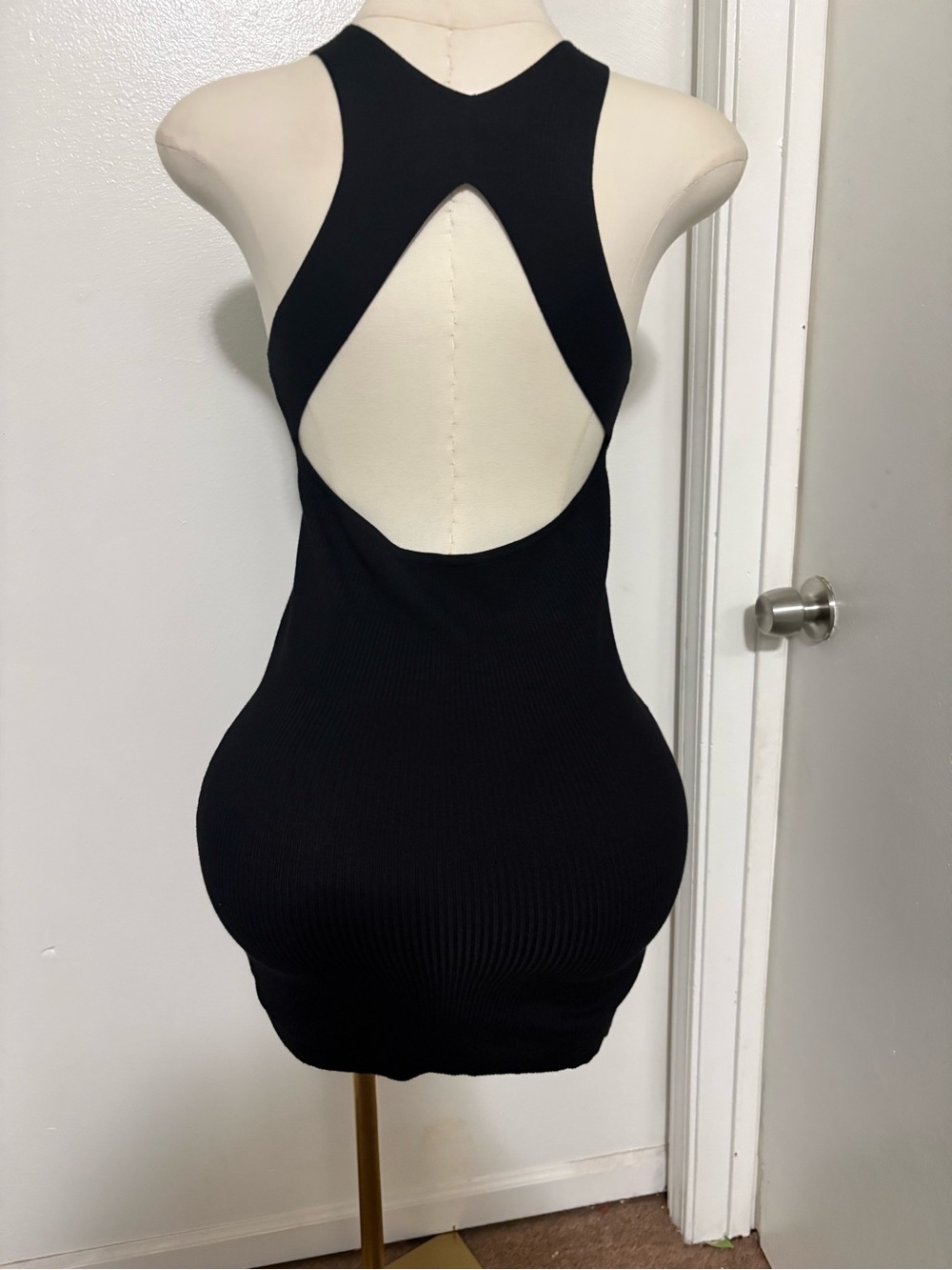 Mango Black Ribbed Backless Bodycon Dress
